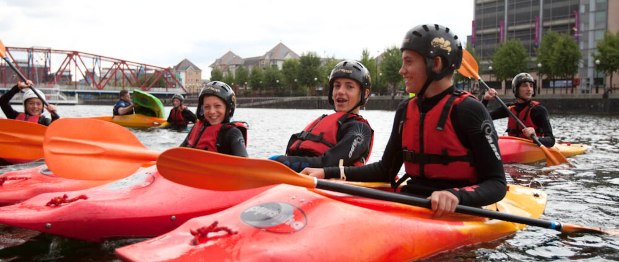 Young people kayaking